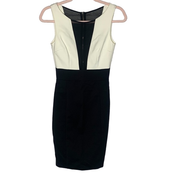 NWT Flavio Castellani Ivory And Black Elegant Bodycon Dress - Picture 2 of 16